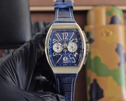 Men's quartz Wine Barrel Watch Premium silicone calfskin strap Sapphire glass 45mm size simple fashion buckle