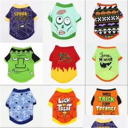 Dog Apparel Halloween Dogs Shirt Puppy Pets T-Shirt Ghost Costume Outfits Cute Pumpkin Pup Clothes For Small Doggy Cats Pet Drop Del Dhlmy