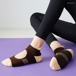 Women Socks 5PAIR Backless Pilates Towel Bottom Breathable Anti Slip Yoga Cotton Ballet Dance Sports For Fitness Gym