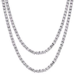 Factory Price Custom d Vvs Moissanite Diamond 6.5mm 20inch Tennis Chain Bling Hiphop Silver Tennis Necklace