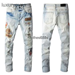 designers Jeans Amirrss men's Pants New US casual hip hop high street worn-out wash splashed ink painted Slim Fit Jeans man #678 FWK6