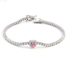 10k/14k/18kgold Tennis Bracelet Women's Cultivation Powder Treasure Heart Bracelet 7inch Gem Powder Treasure Bracelet