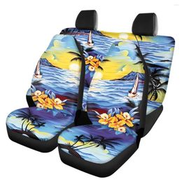 Car Seat Covers Tropical Hawaii Beach Style Protector Durable Front&Rear Automobile Cover Breathable Vehicle Easy