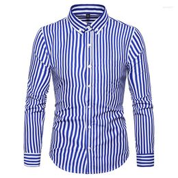 Men's Dress Shirts Thin Shirt Long Sleeved Casual Stripe Quick Drying No Ironing Exquisite Inch