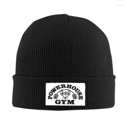 Berets Black Powerhouse Gym Beanie Cap Unisex Winter Warm Bonnet Femme Knitted Hat Hip Hop Fitness Building Muscle Skullies Bea