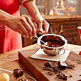 Bakeware Tools 400ML 600ML Stainless Steel Chocolate Melting Pot Butter Fondue Pots Cheese Caramel Bowl Baking