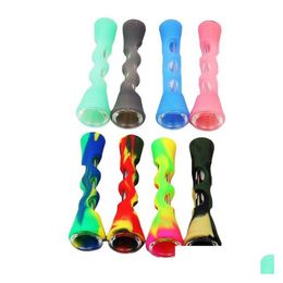 Smoking Pipes Horn Shape Fda Sile Glass Filter Tips O Hitter Cigarette Holder Dugout Tobacco Herb Accessories Drop Delivery Home Gar Dhli2