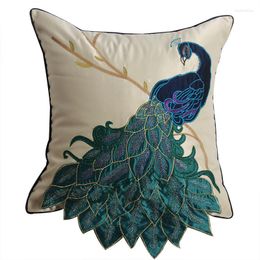 Pillow Chinese Style Embroidered Peacock Cover Linen Chair Sofa Bed Car Room Home Dec Wholesale MF662