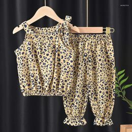 Clothing Sets 2023 Fashion Kids Girls Clothes Sleeveless Vest Sling Polka Dot Pants Summer Holiday Seabeach Children Suits