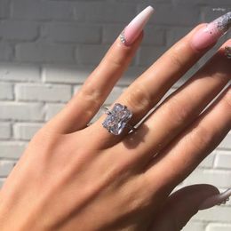 Cluster Rings Fashion Silver Color Ring Luxury Big Crystal For Women Femme Jewlery Size 6 7 8 9 10