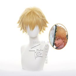 Cosplay Wigs Chainsaw Man Denji Cosplay Wig Short Golden Synthetic Hair for Men Anime Wig Halloween Carnival Party Denji Wigs 230906