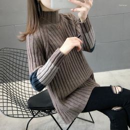 Women's Sweaters 2023 Winter Ladies Sweater Warm Pullover Commuter Elegant Top Casual Tops Retro Vertical Striped Knitting Jumper T308