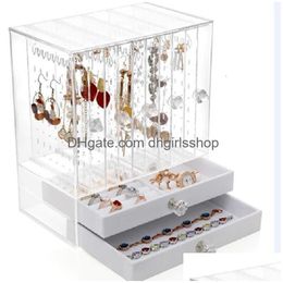 Jewellery Boxes Luxury Transparent Acrylic Storage Box Earrings Display Case Nordic Large Capacity 360 Der Gift Drop Delivery Packing Dh4Fr