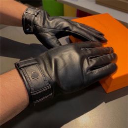 Silky Fluff Glove Personalised Leather Mittens Men Winter Warm Soft Gloves Fashion Gentleman Travel Mitten With Box3090