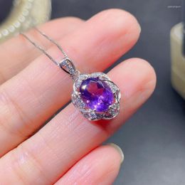 Chains Purple Zircon Simulation Amethyst Full Diamond Pendant Women's Fashion Necklace Paired Pendants For Jewellery Necklaces