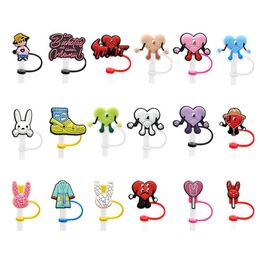 Drinking Straws 2022 Bad Bunny St Topper Sile Mould Accessories Er Charms Reusable Splash Proof Dust Plug Decorative 8Mm Party Drop D Dhl0N