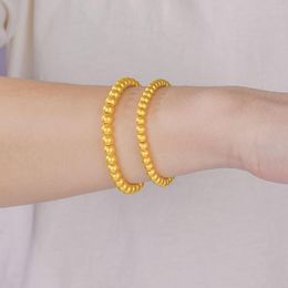 Strand Classic Gold For Women Charm Handmade 5/6 Mm Brass Beads Bangles Elastic Hand Jewellery Wholesale