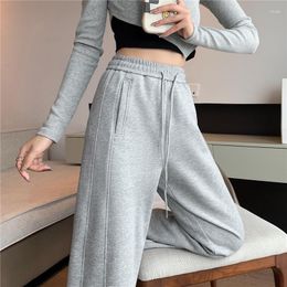 Women's Pants 2023 Spring Women Black Sweatpants Y2K Clothes Candy Colour Loose Wide Leg Casual Solid Elegant Sport Trousers Female 2008