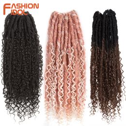 Human Hair Bulks FASHION IDOL 18 inch Crochet Braids Hair Synthetic Braiding Hair Extension 120g/pack Afro Hairstyles Soft Dreadlock Brown Fiber 230906