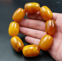 Link Bracelets High-end Exquisite Amber Beeswax Bracelet Old Barrel Bead Mile Passepartout Factory Outlet