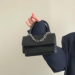 Evening Bags Vintage Print Women Chain Crossbody Bag Fashion PU Leather Ladies Small Square Shoulder Girls Mini Purse Handbags