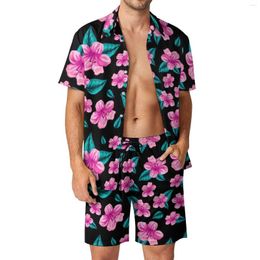 Men's Tracksuits Tropical Floral Beach Men Sets Hawaiian Flower Casual Shirt Set Summer Design Shorts Two-piece Trending Suit Plus Size