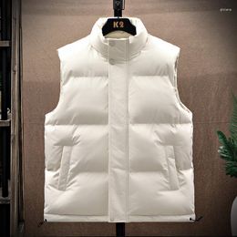 Men's Vests Solid Colour Jacket Winter Warm Coats For Men Thickened Stand Collar Oversized Jackets Puffer Vest Sleeveless Zipper Coat