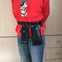 Waist Bags 2 PCS Hip Hop Women Belt Bag Streetwear Funny Pack PU Leather Crossbody Tactical Chest Mobile Phone Female Purse