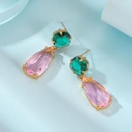 Dangle Earrings Fashion Transparent Pink Crystal Water Drop For Women Luxury Jewelry Wholesale