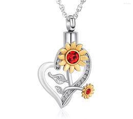 Pendant Necklaces Sunflower Urn Gold Color Necklace For Women Girl Jewelry Gift Memorial Human/Pet Cremation Ashes Special Keepsake