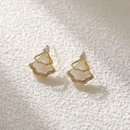 Dangle Earrings Korea Fashion Pendientes Nacar W/S925 Stud Micro-inlaid W/Zircon Brass/14k Gold Filled Jewellery For Women 2023 Sale