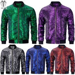 Men's Jackets Hi-Tie Casual Mens Jacket Jacquard Lightweight Bomber Jacket Windbreaker Baseball Uniform Outdoor Sport Zipper Coat Streetwear 230905