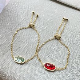 Charm Bracelets Red Green Blue Crystal Drawstring Bracelet For Women Big Geometric Minimalist Dainty Jewelry 2023 In