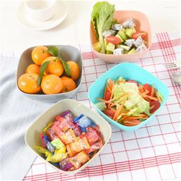 Bowls 1Pcs ECO-Friendly Large Square Wheat Straw Bowl Fruits Salad Nuts Kitchen Tableware Soybean Snack Container