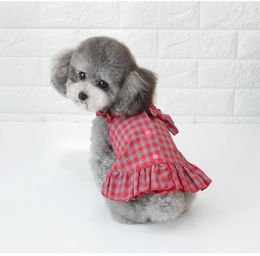 Dog Apparel Spring And Summer Clothes With Big Bow Decor Yellow Red Colours Dress Skirt Pet Small