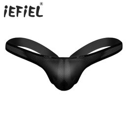 iEFiEL Men Sexy Mesh Bikini Thong Panties Men's See Through Gay Underwear Transparent Mens G-string Open Back Stretchy Jockst2397