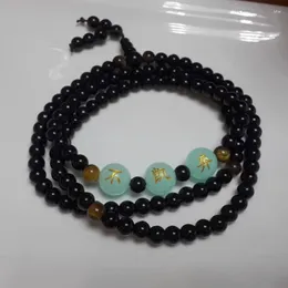 Link Bracelets Select Style 6mm Black Stone Buddha Night Glow Bead 10mm Bracelet Engraved Student Friend Male Female Couple
