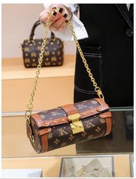 2023 fervent Drum bag brown old flower chain bag cross body bags clutch handbag Genuine leather designer bag tote bag Baguette underarm bag