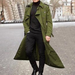 Men's Trench Coats Great Overcoat Extra Long Solid Colour Male Jacket Turn-down Collar Windbreaker Coat For Taking Pos