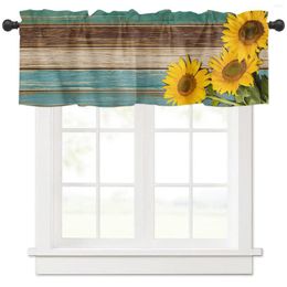 Curtain Pastoral Style Sunflower Vintage Plank Short Curtains Kitchen Wine Cabinet Door Window Small Wardrobe Drapes Home Decor