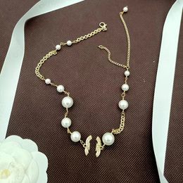 Classic Gold Plated Necklace Fashion Jewellery Pendant Pearl Chain Wedding Gift High Quality Sweater Necklaces 16style No Box