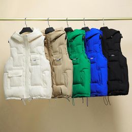 Women's Vests Hooded Women Autumn Winter Cotton Padded Waistcoat Short Jackets Casual Tops Students Thick Warm Vest Coats