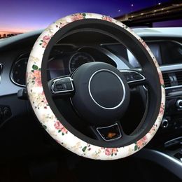 Steering Wheel Covers 37-38 Car Floral Flower Soft Pink Auto Decoration Suitable Automobile Accessory