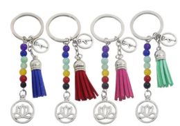 Key Rings Jewellery Custom 1Pc Tassel Lotus Chakra Pendant Keychain Women Bag Floating Charms Mticolor Beads Yoga Energy Drop Delive9291907 LL