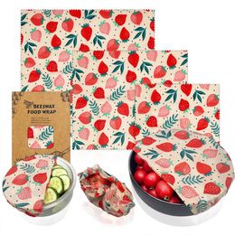 Other Home Storage Organisation 3pcs set Reusable Beewax Wraps Eco Friendly Food Fresh Keeping Organic Kitchen Picnic Fruit Natural Bees Wax Sand 230906