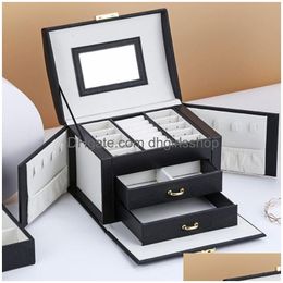 Jewelry Boxes Casket High Capacity Box Mtifunction Makeup Storage Organizer Beauty Travel Drop Delivery Packing Display Dh4Rr