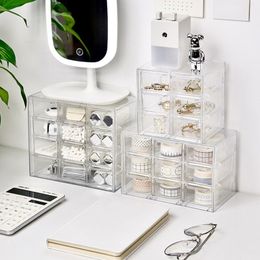 Storage Boxes Bins Transparent Desktop Multi Grid Jewelry Box Drawer Type Lipstick Cosmetics Dustproof 230906