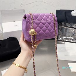 Women shoulder bag Luxury designer sheepskin small chain adjustable shoulder bag Classic plaid handbag Double letter solid color flip bag