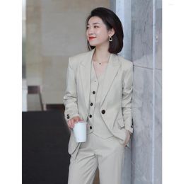 Women's Two Piece Pants Suit Business Slim Fit 3-Piece Party Lady Jacket Outfit Single Breasted Blazer Vest Tuxedo