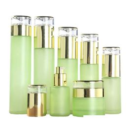 Packing Bottles Wholesale Green Cosmetic Glass Lotion Bottle Packaging With Plastic Cap Empty Spray 20Ml 30Ml 40Ml 60Ml 80Ml 100Ml 1 Otwhk